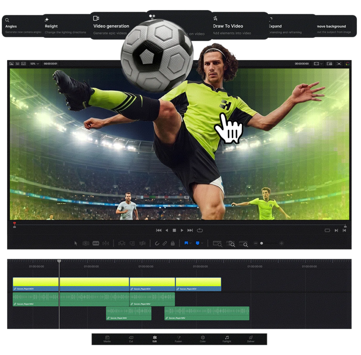 Higgsfield plugin panel inside DaVinci Resolve